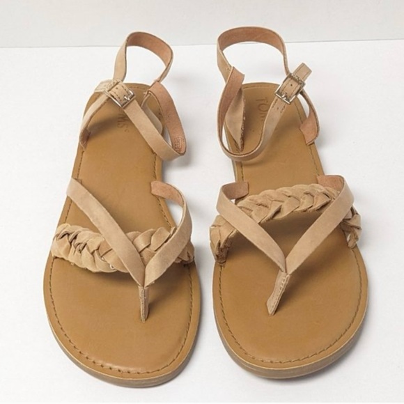 Tom’s Lexie Strappy Sandals, Braided Leather, Tan, Size 7.5 - Picture 2 of 7